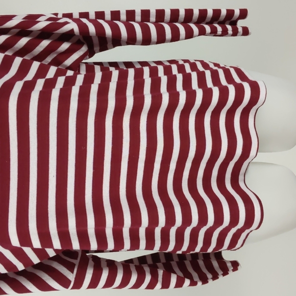 Dannii Minogue Top Size 14P White Red Stripe Long Sleeve Back Slit Hi-Low Hem - Picture 4 of 14